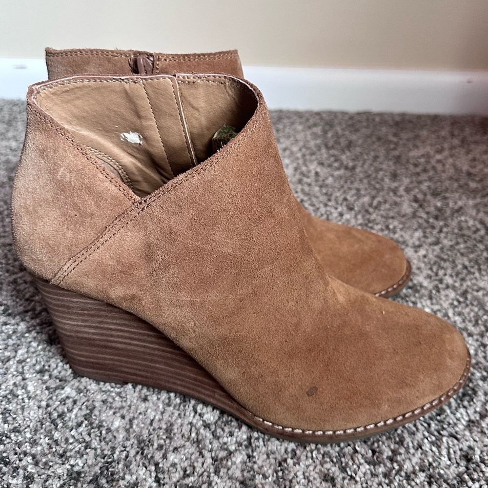 Lucky Brand Brown Suede Wedge Booties